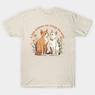 A little kindness can change the world-Boho Cat Motivational T-Shirt